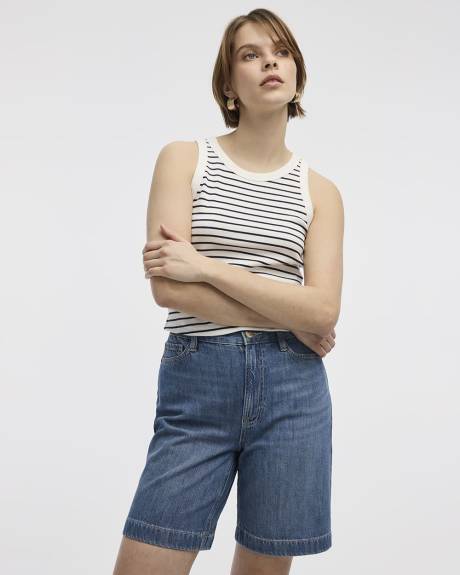 High-Rise Denim Bermuda
