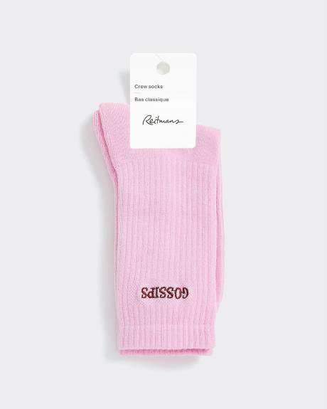 Ribbed Socks with Word at Hem