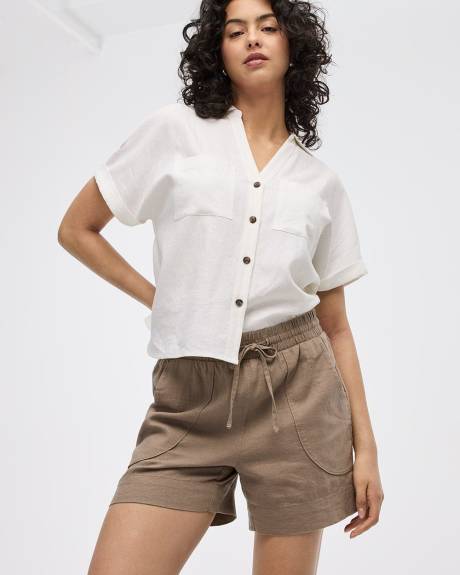 Linen-Blend Shorts with Drawstring