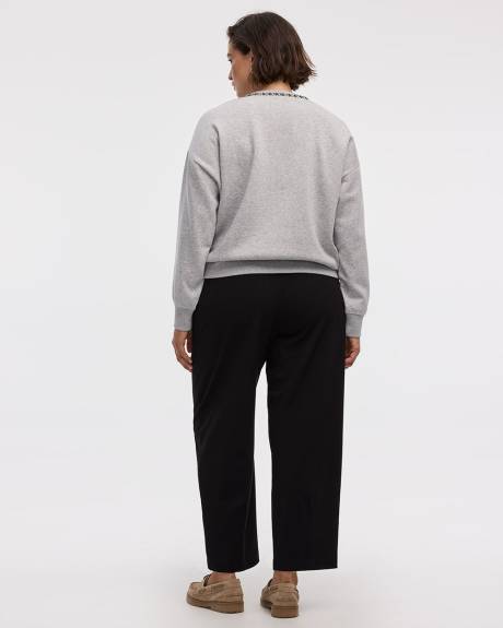 Pull en molleton à manches longues et col rond avec strass