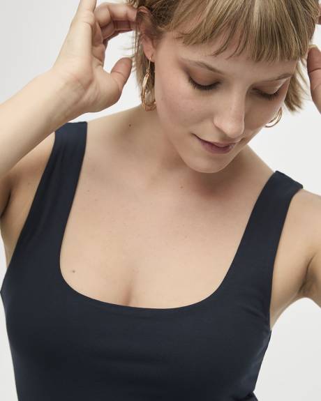 Sleeveless Midi Dress with Square Neckline