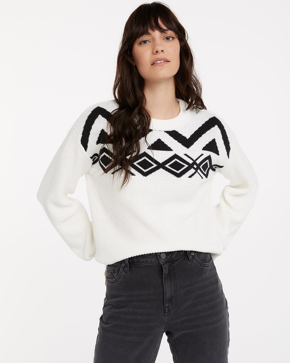 Long-Sleeve Pullover with Jacquard Pattern