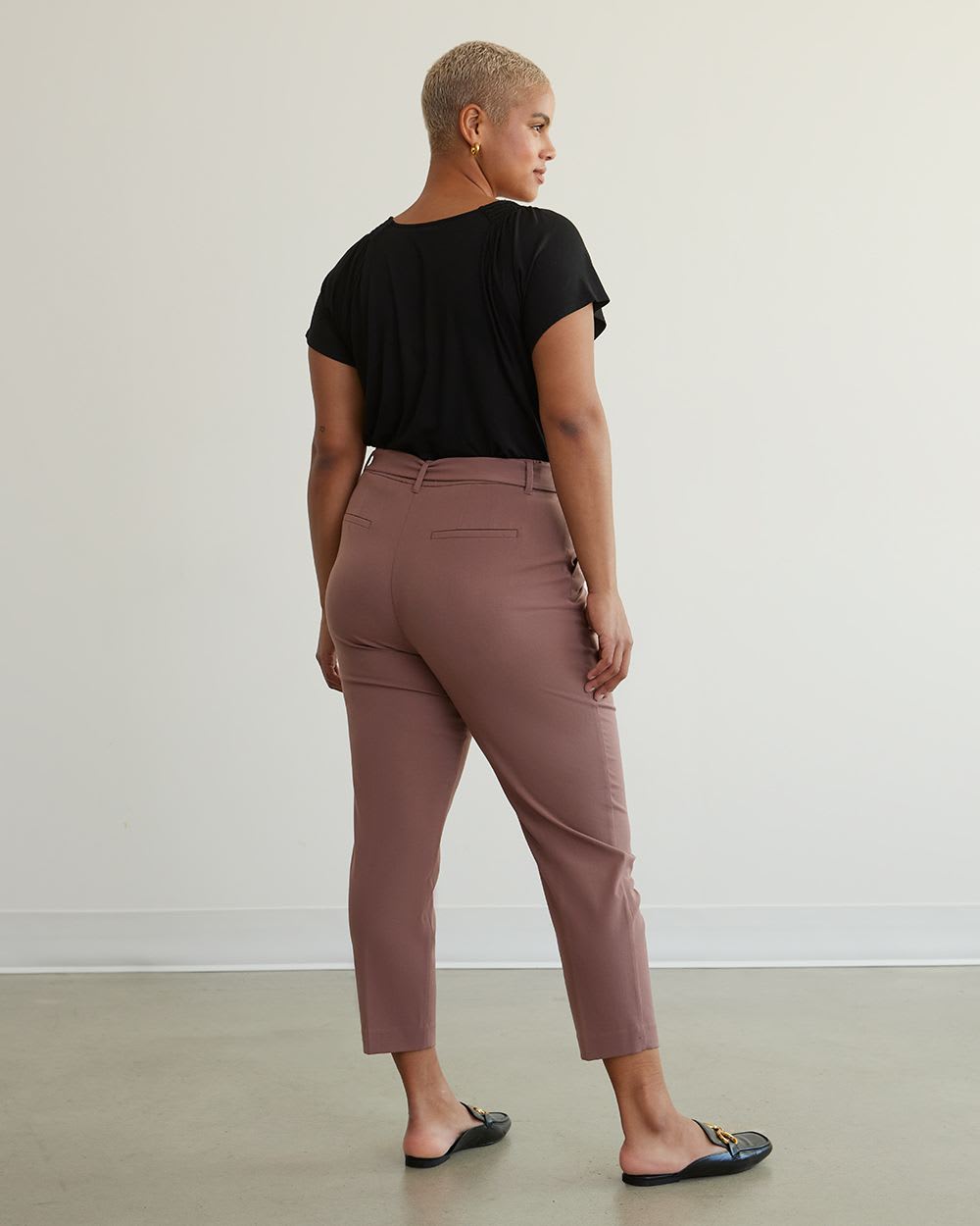 Tapered-Leg High-Rise Ankle Pant - Petite
