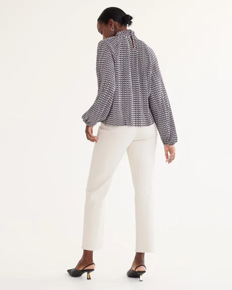 Long-Sleeve Blouse with Mock Neckline