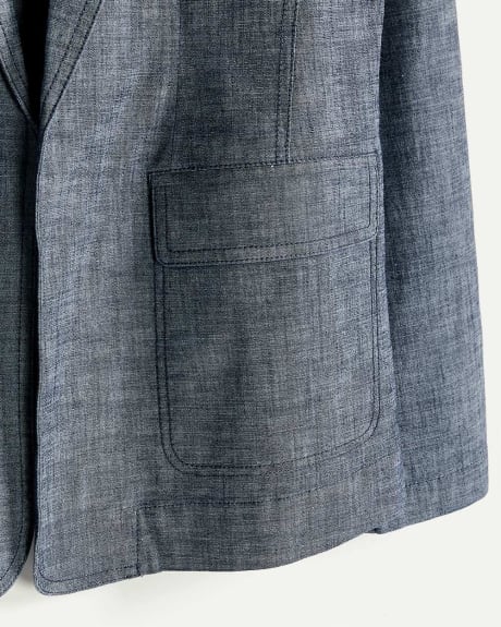 Chambray Rolled-Up Sleeve Blazer