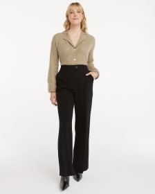 Solid Wide-Leg Trousers