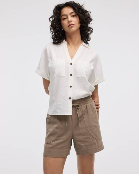 Linen-Blend Shorts with Drawstring