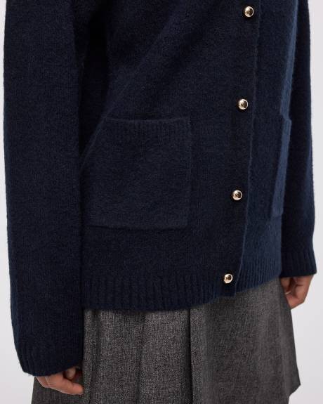 Cardigan long à col V avec poches