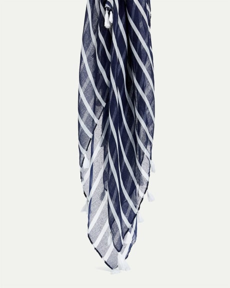 Striped Tassel Scarf