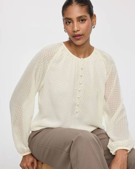 Blouse à manches longues et col fendu