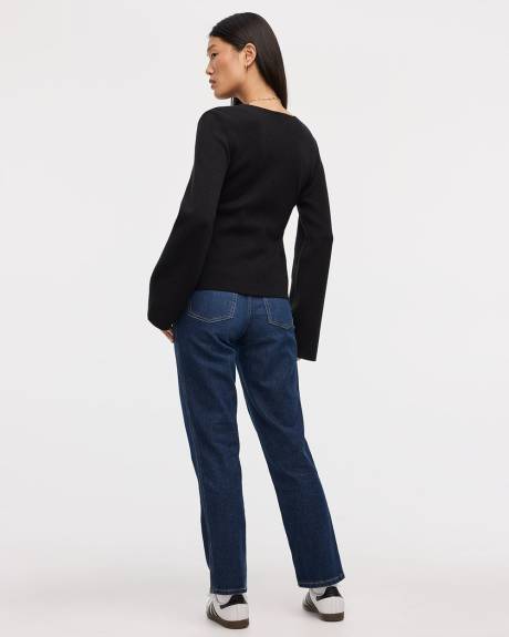 Long-Sleeve V-Neck Wrap Top