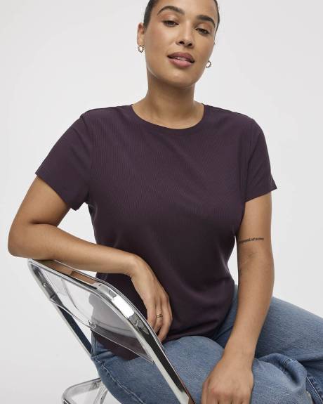 T-shirt côtelé et ajusté à col rond - R Essentials