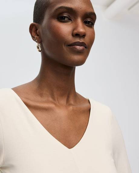 Long-Sleeve Top with V Neckline at Front and Back