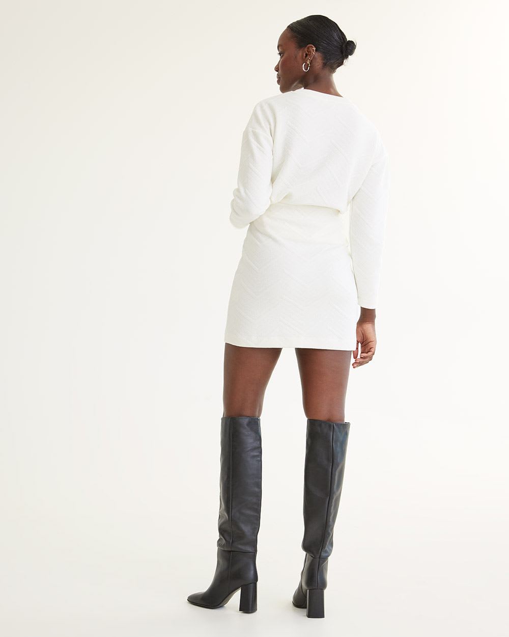Quilted Jacquard Fleece Mini-Skirt