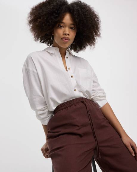 Long-Sleeve Linen-Blend Shirt