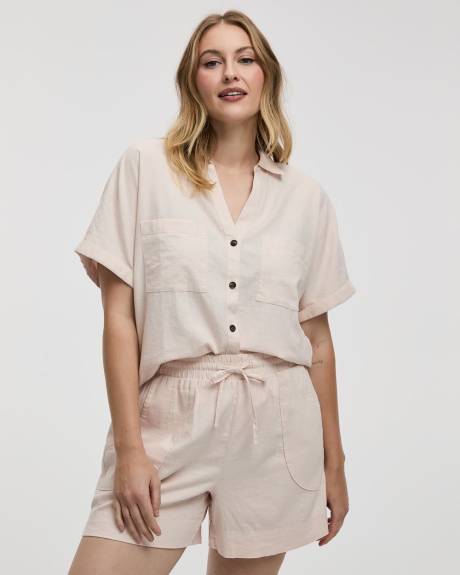 Linen-Blend Shorts with Drawstring