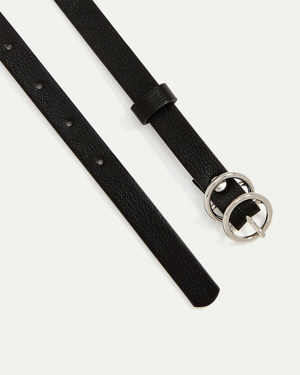 Skinny Double Ring Faux Leather Belt