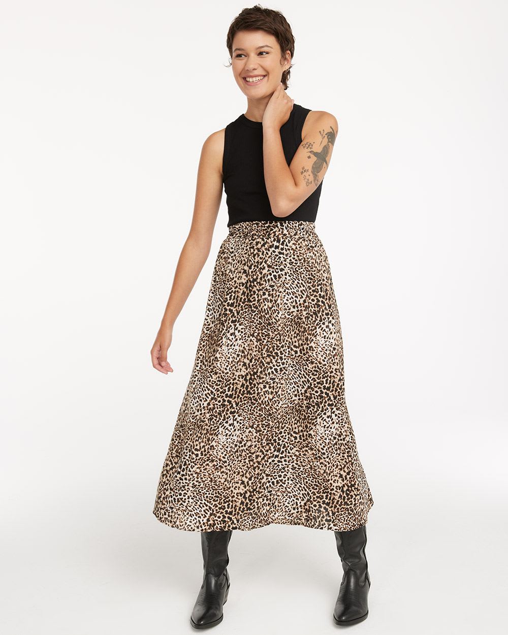 Printed Challis Midi Skirt