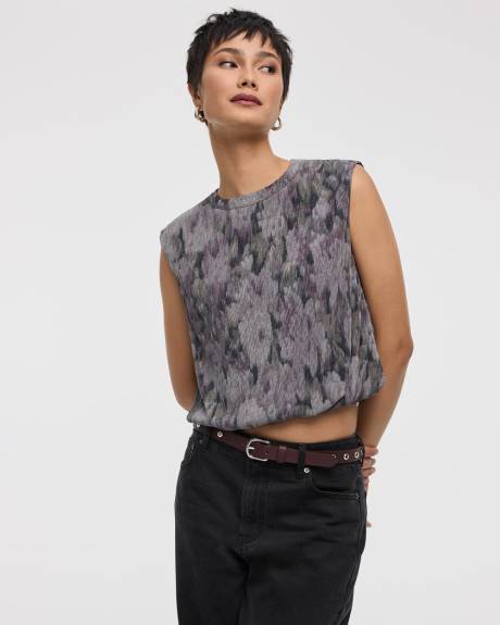 Crew-Neck Plissé-Knit Tank