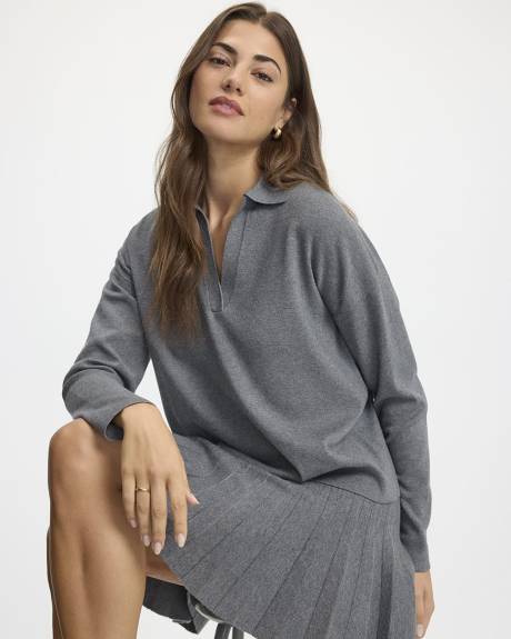 Long-Sleeve Sweater with Johnny Collar