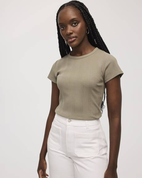 Fitted Crew-Neck Ribbed T-Shirt