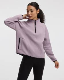 Long-Sleeve Half-Zip Mock-Neck Pullover - Hyba