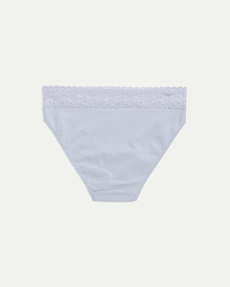 Cotton High Waist Panties with Lace Waistband, R Line