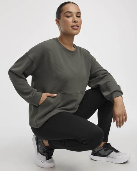 Pull en tricot ottoman à manches longues et col rond - Hyba