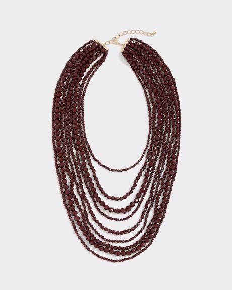 Collier long à chaînes multiples en billes