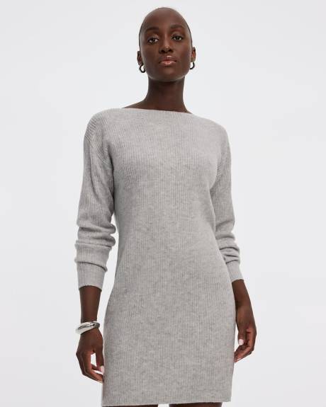 PlushSoft Crew-Neck Ribbed Sweater Dress