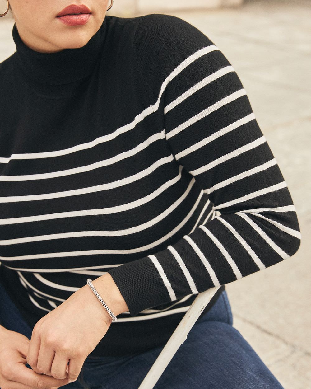 Striped Turtleneck Sweater, R Essentials