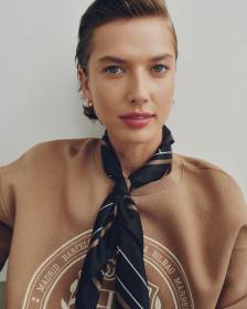 Square Scarf with Geometric Pattern