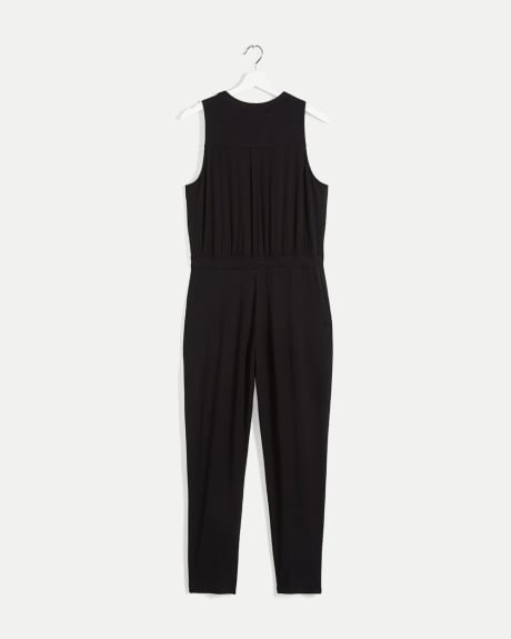 Tapered Sleeveless Jumpsuit with Drawstring