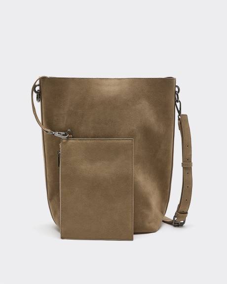 Faux Suede Bucket Bag