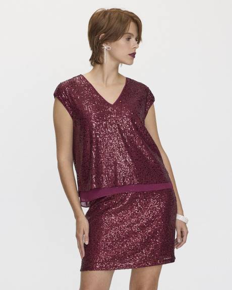 Mini jupe coupe A à paillettes