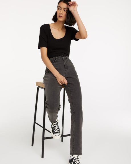 Super High-Rise Black Ankle Jean with Straight Leg - Petite
