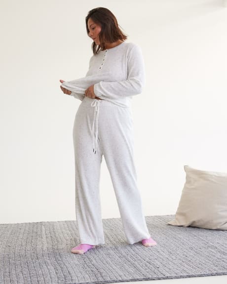 Straight Leg Rib Knit Pyjama Pant, R Line