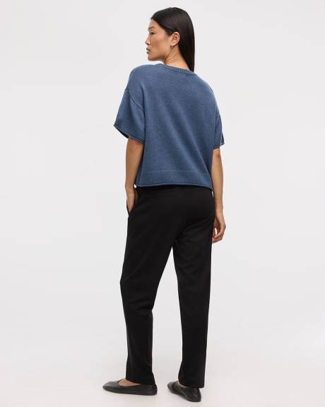 Pull ample à manches courtes et col rond en mélange de cachemire