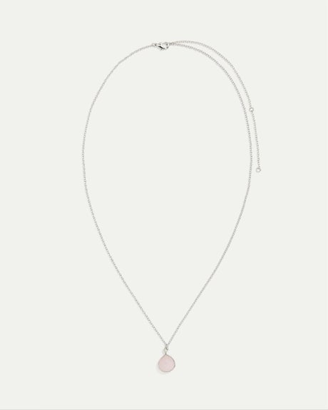 Long Necklace with Round Pink Stone