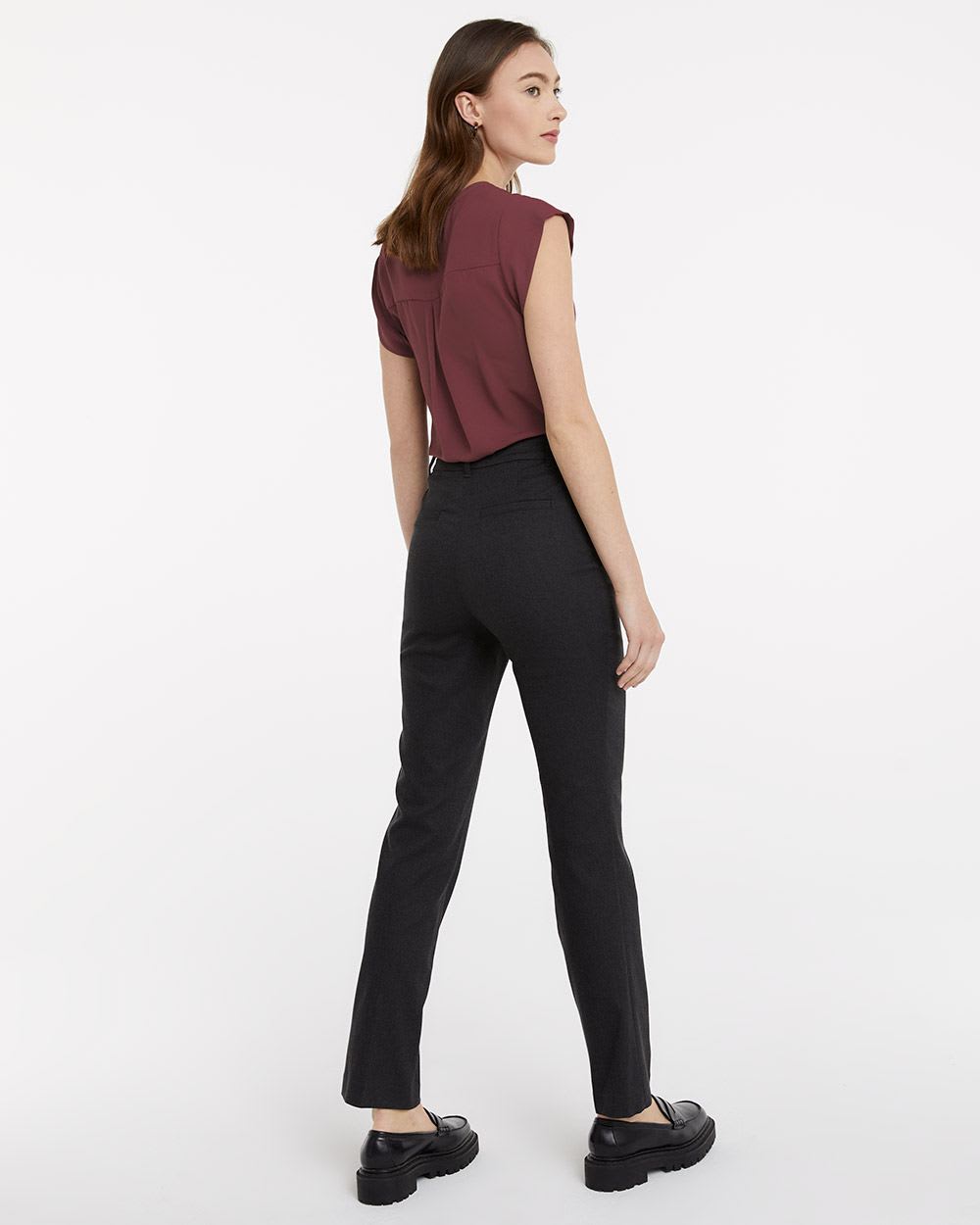 High-Rise Grey Pants with Straight Leg, The Iconic - Petite