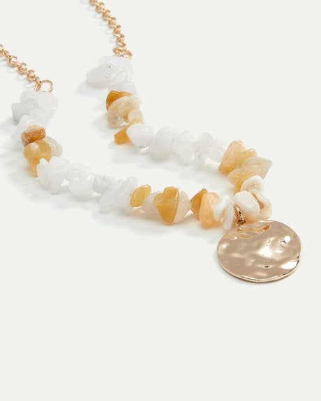 Shell Beads Short Necklace with Coin Pendant