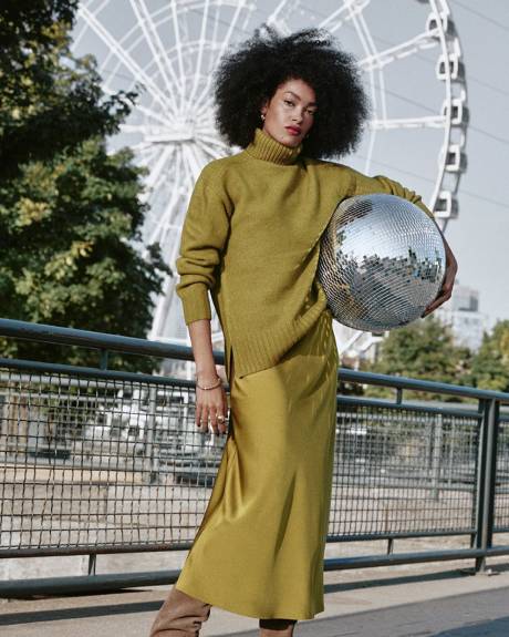 Satin A-Line Midi Skirt