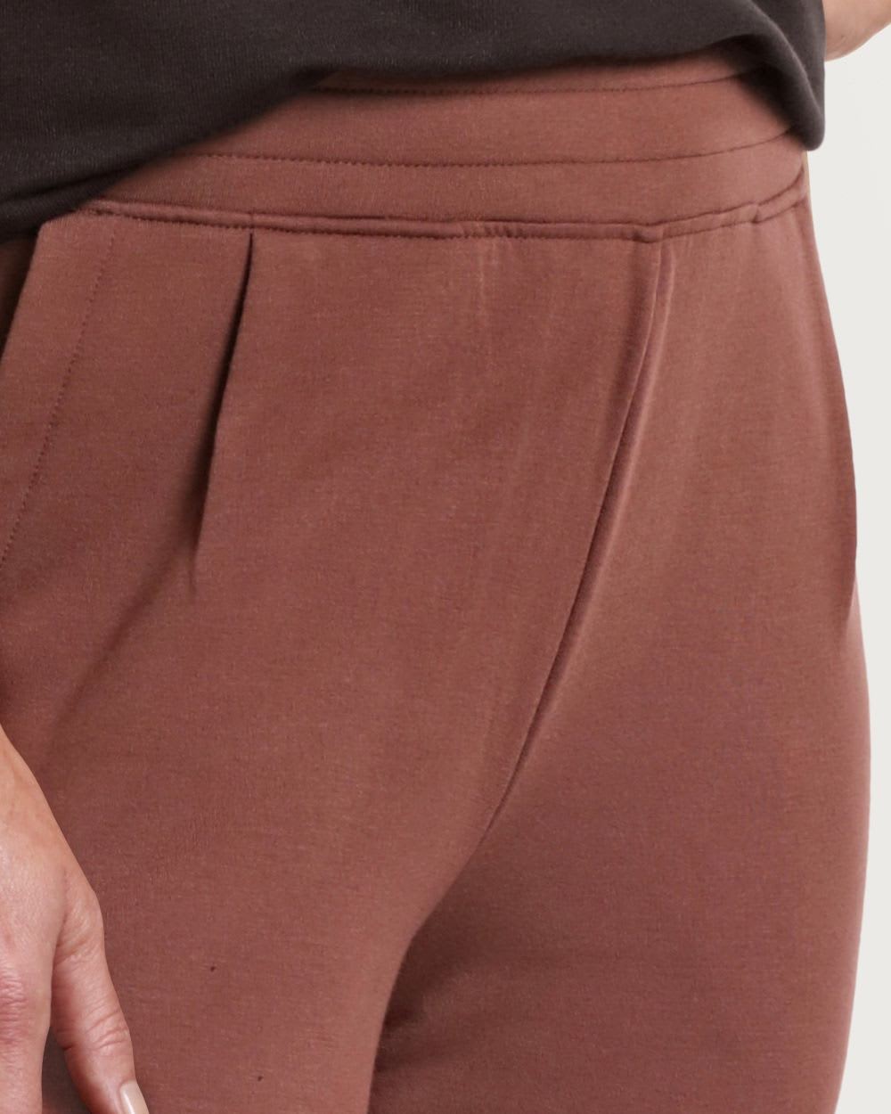 Pantalon jogger en molleton à taille haute avec plis – Long