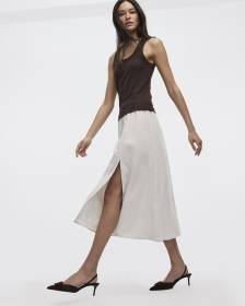 Swing Midi Skirt with Front Slit
