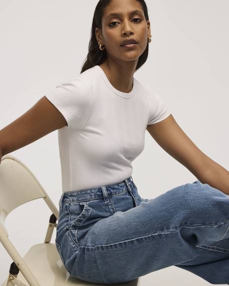 Fitted Crew-Neck Ribbed T-Shirt