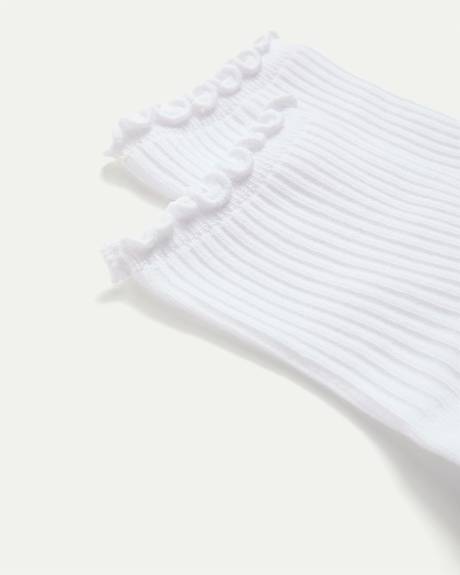 Bas cheville en coton avec ourlets ondulés