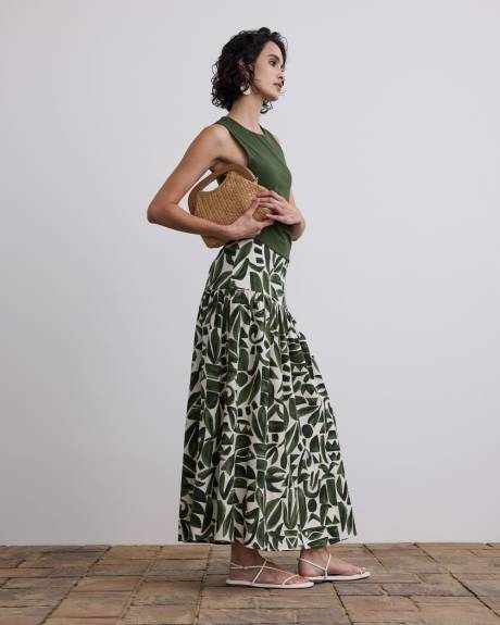 Linen-Blend Maxi Skirt