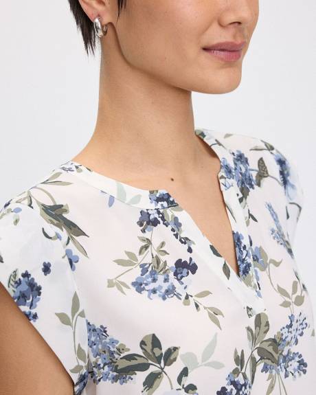 Blouse à manches très courtes et col fendu - R Essentials