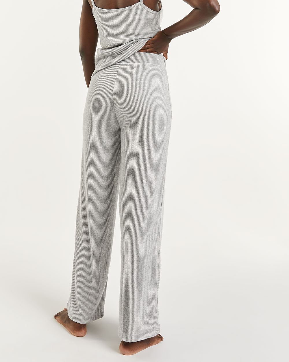 High Rise Wide Leg Ribbed Pant - Tall