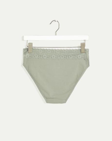 Cotton High Waist Panty with Lace